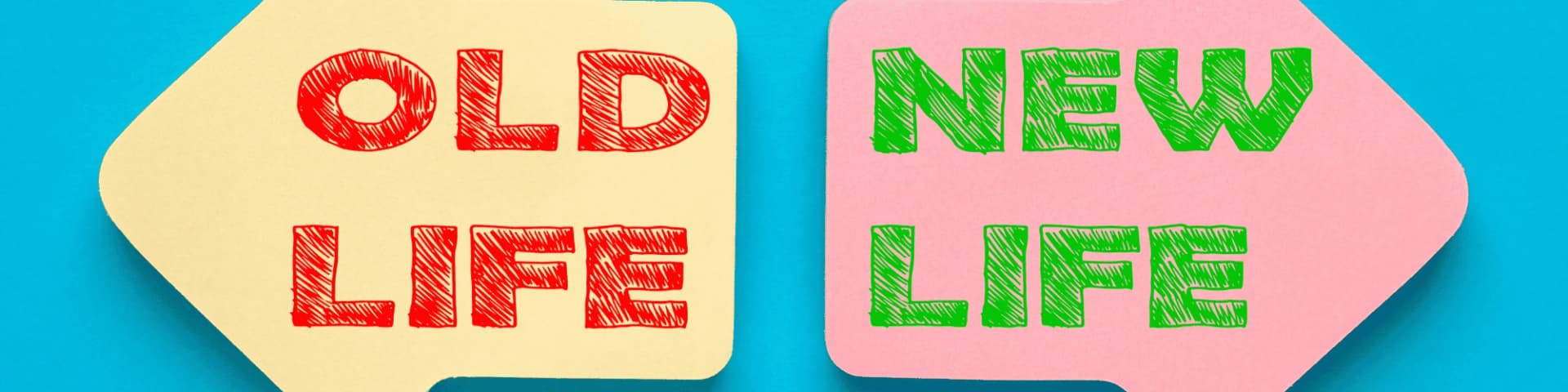 I Thought I Didn’t Need AA; Here’s What Changed two arrows with "old life" and "new life" pointing in opposite directions